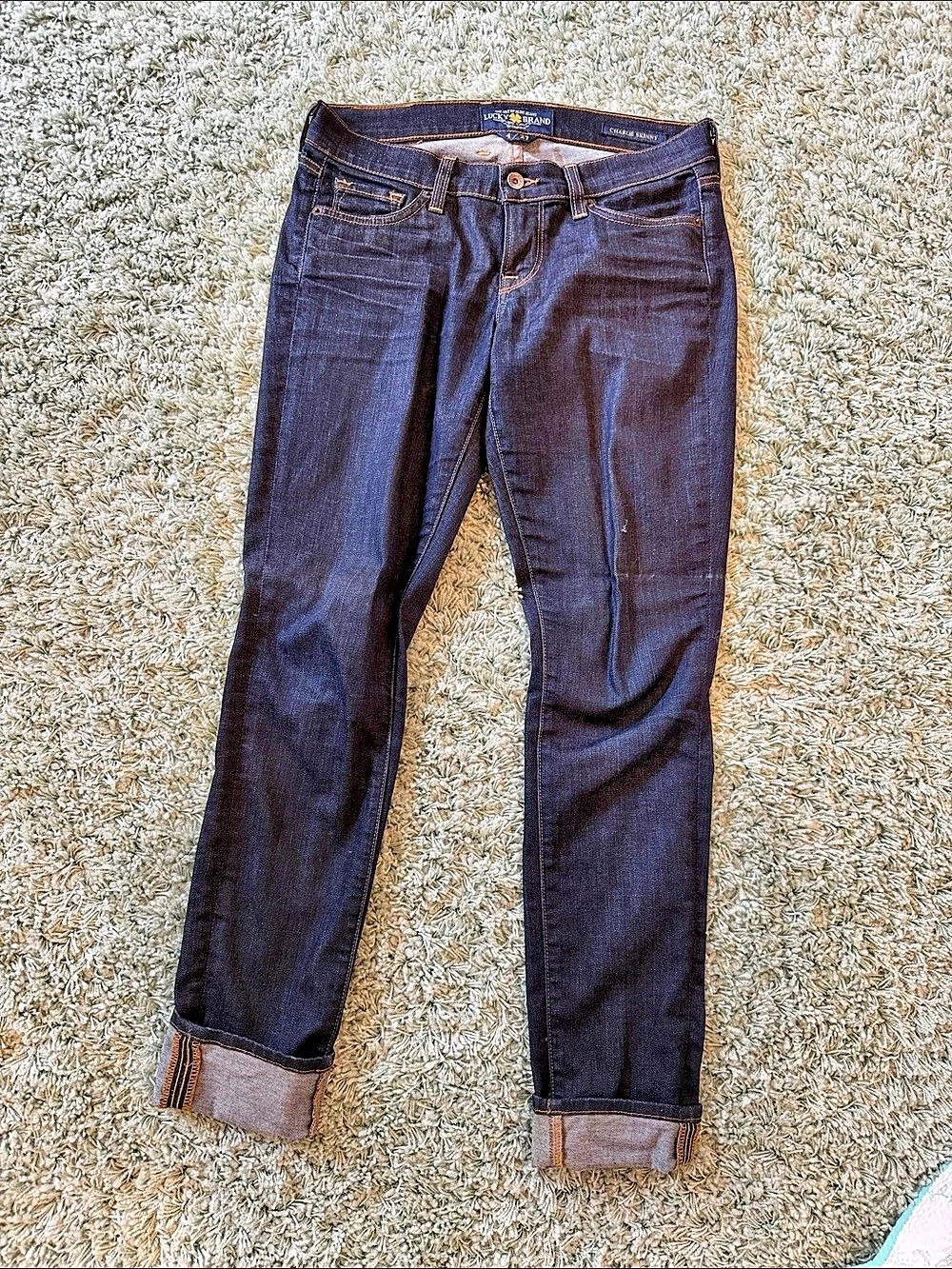 Vintage Y2K Lucky Brand Charlie low rise Skinny Jeans in Blue Waist 27
